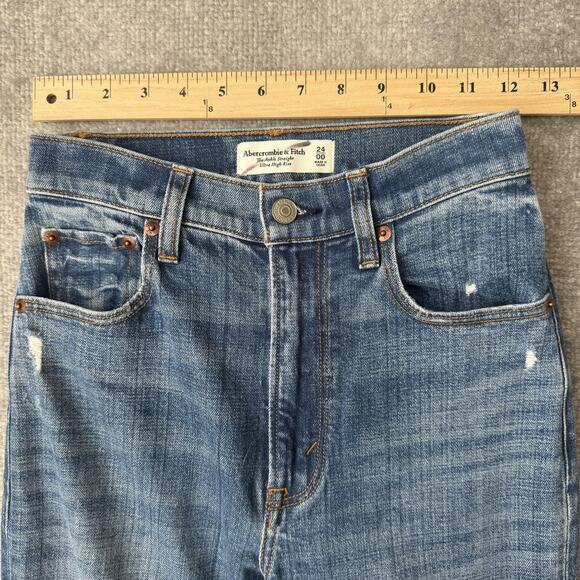 Abercrombie & Fitch Jeans Womens 24 00 Ankle Straight Ultra High Rise Distressed - Picture 6 of 12